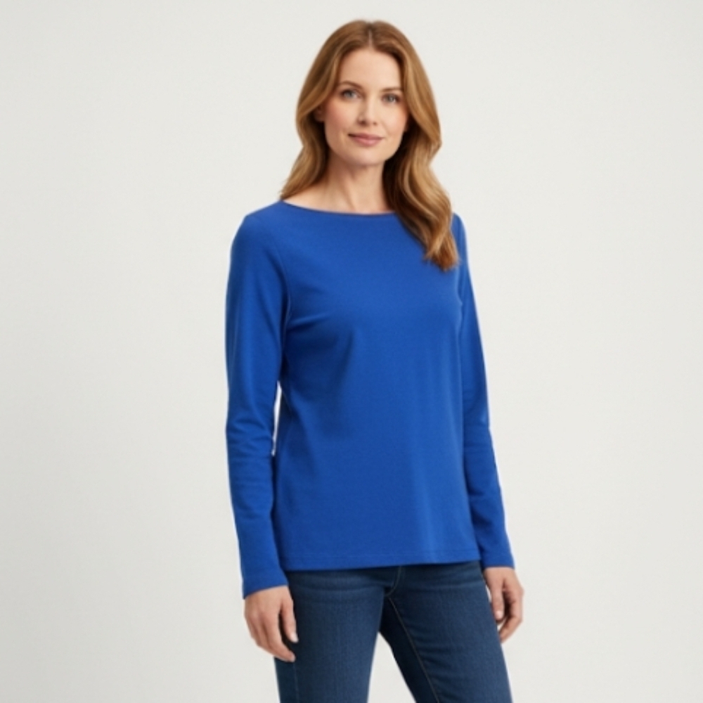 Talbot's Boat Neck T-shirt Cobalt Blue Size XS